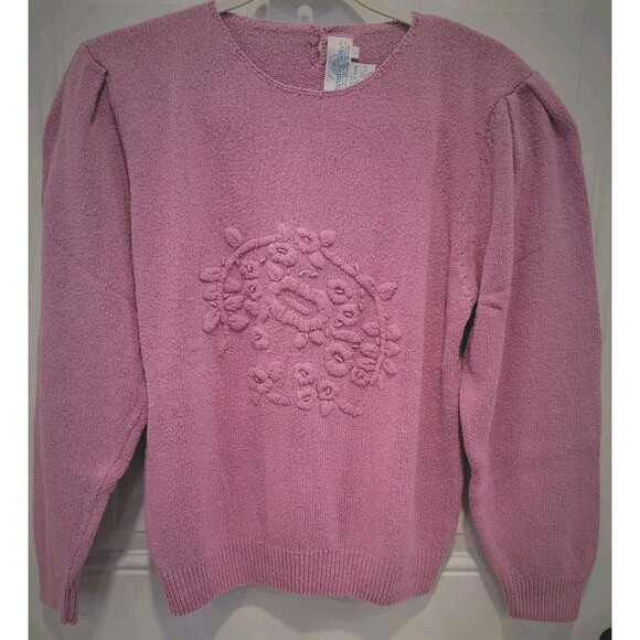 Vintage Winter Silks Women's 100% Silk Sweater Purple Size L Coquette Crew Neck - Picture 1 of 5